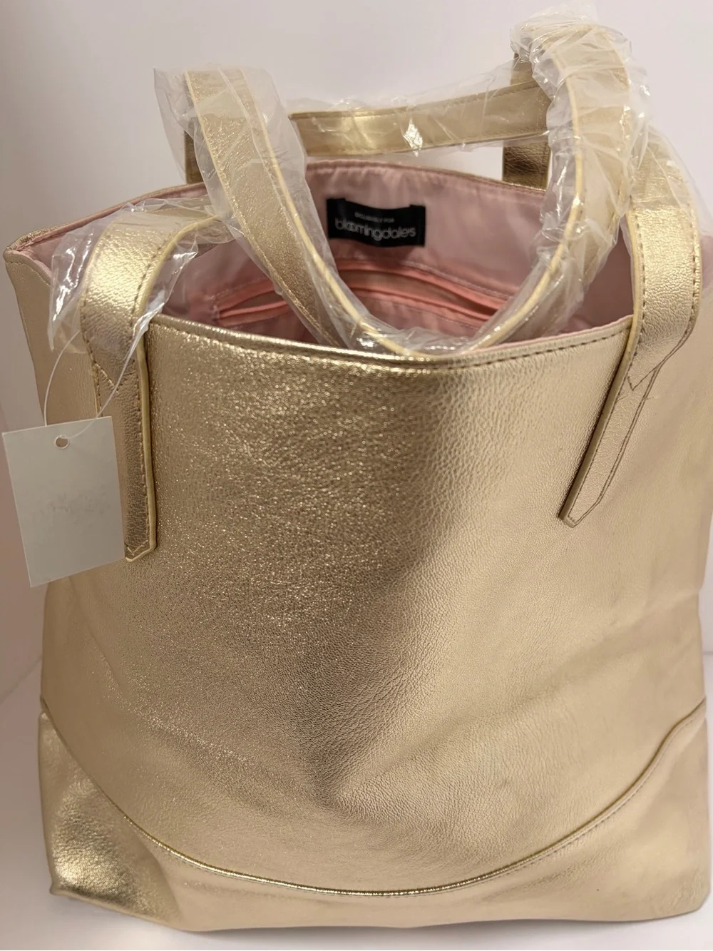 Bloomingdale's Metallic Gold Tote Bag - Picture 5 of 6